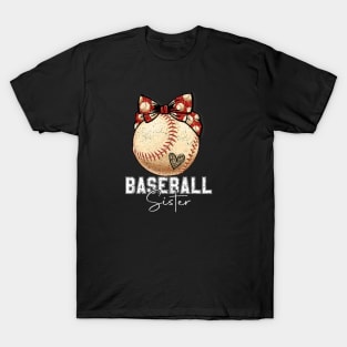 Vintage baseball sister with bow T-Shirt